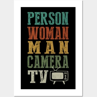 Person Woman Man Camera Tv Cognitive Test Shirt Trump Words 3 Posters and Art